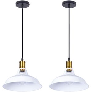 NORCKS 2X 27CM Retro Pendant Light Vintage Pendant Lights Industrial Ceiling Light Creative Chandelier For Kitchen Farmhouse Hallway Indoor(White) NORCKS 2X 27CM Retro Pendant Light Vintage Pendant Lights Industrial Ceiling Light Creative Chandelier For Kitchen Farmhouse Hallway Indoor(White)