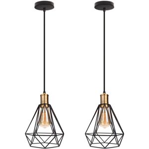 NORCKS 2X Diamond Ceiling Light Retro Pendant Light Creative Chandelier E27 Antique Pendant Lights Industrial Ceiling Light Black 20Cm NORCKS 2X Diamond Ceiling Light Retro Pendant Light Creative Chandelier E27 Antique Pendant Lights Industrial Ceiling Light Black 20Cm