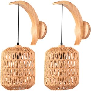 NORCKS 2X Indoor Cage Wall Light Retro Wall Lamp Hemp Rope Woven Wall Lamp Modern Wall Sconce For Bedroom Living Room Kitchen Cafe NORCKS 2X Indoor Cage Wall Light Retro Wall Lamp Hemp Rope Woven Wall Lamp Modern Wall Sconce For Bedroom Living Room Kitchen Cafe