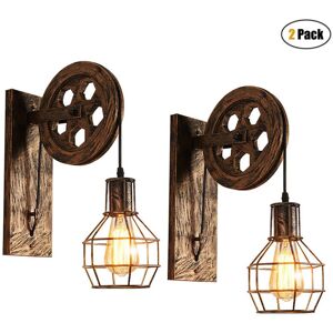AXHUP 2X Industrial Wall Light Fixture Vintage Retro Pulley Wall Lamp Creative Metal Iron Wall Sconce E27 for Bedside Living Room Indoor Outdoor (Bronze) AXHUP 2X Industrial Wall Light Fixture Vintage Retro Pulley Wall Lamp Creative Metal Iron Wall Sconce E27 for Bedside Living Room Indoor Outdoor (Bronze)