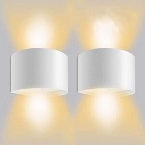 NORCKS (2X) Led Modern Wall Lights 12W Warm White Round Creative Wall Light Simple Wall Sconce For Corridor Bedroom White NORCKS (2X) Led Modern Wall Lights 12W Warm White Round Creative Wall Light Simple Wall Sconce For Corridor Bedroom White
