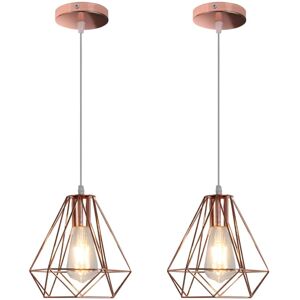 Norcks - 2X Metal Diamond 20CM Chandelier E27 Industrial Vintage Indoor Decoration Pendant Light Modern Rustic Ceiling Lamp For Cafe Dining Rose Gold Norcks - 2X Metal Diamond 20CM Chandelier E27 Industrial Vintage Indoor Decoration Pendant Light Modern Rustic Ceiling Lamp For Cafe Dining Rose Gold