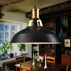 AXHUP Vintage Metal Chandelier, Hanging Light with Dome Lampshade, Retro Industrial Pendant Light Ø27cm Black & White, 1PCS AXHUP Vintage Metal Chandelier, Hanging Light with Dome Lampshade, Retro Industrial Pendant Light Ø27cm Black & White, 1PCS