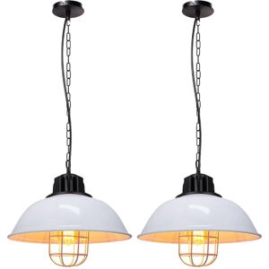 NORCKS 2X Nostalgic Retro Pendant Light Metal Art Ceiling Light Industrial Vintage Ceiling Light For Cafe Office Bar Club White Ø33Cm NORCKS 2X Nostalgic Retro Pendant Light Metal Art Ceiling Light Industrial Vintage Ceiling Light For Cafe Office Bar Club White Ø33Cm