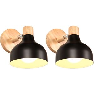 NORCKS 2X Retro Indoor Wall Light Wood Metal Wall Lamp E27 Vintage Adjustable Wall Sconce For Living Room Bedroom Bathroom (Black) NORCKS 2X Retro Indoor Wall Light Wood Metal Wall Lamp E27 Vintage Adjustable Wall Sconce For Living Room Bedroom Bathroom (Black)