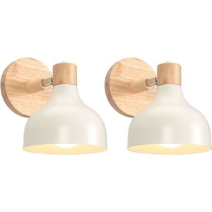 NORCKS 2X Retro Indoor Wall Light Wood Metal Wall Lamp E27 Vintage Adjustable Wall Sconce For Living Room Bedroom Bathroom (White) NORCKS 2X Retro Indoor Wall Light Wood Metal Wall Lamp E27 Vintage Adjustable Wall Sconce For Living Room Bedroom Bathroom (White)