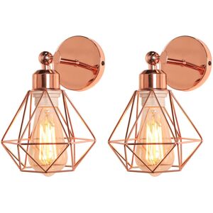 NORCKS 2X) Retro Wall Light Modern Wall Lamp E27 Adjustable Angle (Rose Gold) Metal Cage Wall Sconce Indoor Lighting NORCKS 2X) Retro Wall Light Modern Wall Lamp E27 Adjustable Angle (Rose Gold) Metal Cage Wall Sconce Indoor Lighting