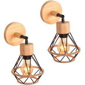 NORCKS (2X) Retro Wall Lights Black Vintage Wood Wall Lamp Modern Wall Light Minimalist Indoor Wall Sconce E27 NORCKS (2X) Retro Wall Lights Black Vintage Wood Wall Lamp Modern Wall Light Minimalist Indoor Wall Sconce E27