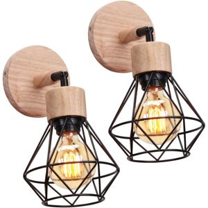 NORCKS 2X)Retro Wall Lights Black Vintage Wood Wall Lamp Modern Wall Light Minimalist Indoor Wall Sconce For Bedroom Bar Office, E27 NORCKS 2X)Retro Wall Lights Black Vintage Wood Wall Lamp Modern Wall Light Minimalist Indoor Wall Sconce For Bedroom Bar Office, E27