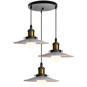 NORCKS 3 Lights Industrial Metal Ceiling Light Retro Pendant Light Antique Pendant Lights E27 60W For Dining Room Living Room Bar (White) NORCKS 3 Lights Industrial Metal Ceiling Light Retro Pendant Light Antique Pendant Lights E27 60W For Dining Room Living Room Bar (White)