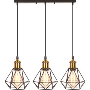NORCKS 3 Lights Retro Ceiling Light Metal E27 Vintage Hanging Lamp Black Industrial Style Pendant Light Cage Ceiling Light NORCKS 3 Lights Retro Ceiling Light Metal E27 Vintage Hanging Lamp Black Industrial Style Pendant Light Cage Ceiling Light