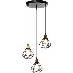 NORCKS 3 Lights Vintage Hanging Lamp Retro Ceiling Light Metal E27 Black Pendant Light Industrial Cage Style Ceiling Light NORCKS 3 Lights Vintage Hanging Lamp Retro Ceiling Light Metal E27 Black Pendant Light Industrial Cage Style Ceiling Light