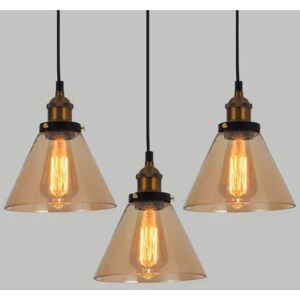 Wottes - 3-pack Industrial Pendant Light Glass Metal Hanging Ceiling Lamp Shade Adjustable Height Chandelier Amber Ø18cm Wottes - 3-pack Industrial Pendant Light Glass Metal Hanging Ceiling Lamp Shade Adjustable Height Chandelier Amber Ø18cm