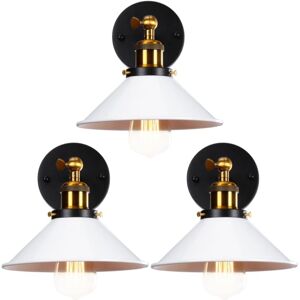 Wottes - 3-pack Industrial Wall Light Fixture Adjustable Wall Sconce Decorate Metal Wall Lamp for Restaurant Kitchen White Ø26CM Wottes - 3-pack Industrial Wall Light Fixture Adjustable Wall Sconce Decorate Metal Wall Lamp for Restaurant Kitchen White Ø26CM
