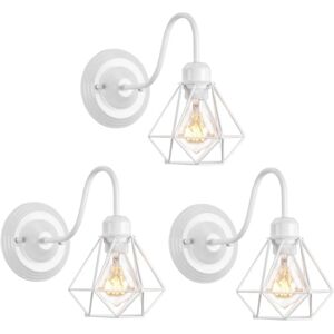 Wottes - 3-pack Industrial Wall Light Geometric Cage Wall Lamp Black Metal Wall Sconce White Ø16CM Wottes - 3-pack Industrial Wall Light Geometric Cage Wall Lamp Black Metal Wall Sconce White Ø16CM