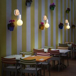 WOTTES 3-pack Industrial Wall Light Wood Metal Wall Sconce Vintage Decoration Wall Lamp Indoor Reading Light White WOTTES 3-pack Industrial Wall Light Wood Metal Wall Sconce Vintage Decoration Wall Lamp Indoor Reading Light White