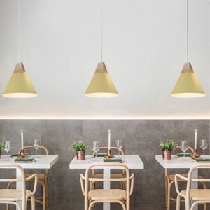 Wottes - 3-pack Modern Pendant Light Wood Metal Hanging Lamp Fixture Adjustable Ceiling Light Light Yellow Ø22cm Wottes - 3-pack Modern Pendant Light Wood Metal Hanging Lamp Fixture Adjustable Ceiling Light Light Yellow Ø22cm