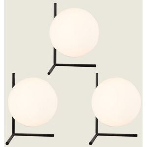 WOTTES 3-pack Modern Table Lamp White Glass Shade Nightstand Desk Lamp Aesthetic Lamps for Bedroom Bedside Black Ø20cm WOTTES 3-pack Modern Table Lamp White Glass Shade Nightstand Desk Lamp Aesthetic Lamps for Bedroom Bedside Black Ø20cm