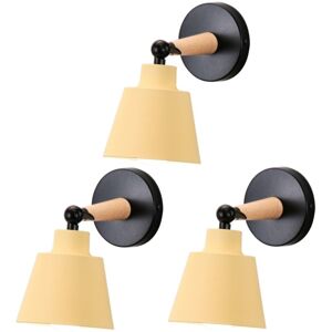 Wottes - 3-pack Modern Wall Light Fixture Wooden Metal Wall Lamp Adjustable Interior Wall Sconce Light Yellow Ø12cm Wottes - 3-pack Modern Wall Light Fixture Wooden Metal Wall Lamp Adjustable Interior Wall Sconce Light Yellow Ø12cm