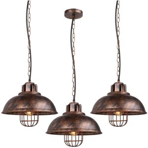 Wottes - 3-pack Vintage Industrial Ceiling Pendant Light Fixtures Meta Hanging Lamp Black Rust Color Chandelier Ø33CM Wottes - 3-pack Vintage Industrial Ceiling Pendant Light Fixtures Meta Hanging Lamp Black Rust Color Chandelier Ø33CM
