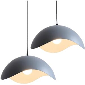 WOTTES Vintage Industrial Ceiling Pendant Light Fixtures Adjustable Hanging Lamp Grey Metal Chandelier Lampshade Ø35CM 2Pcs WOTTES Vintage Industrial Ceiling Pendant Light Fixtures Adjustable Hanging Lamp Grey Metal Chandelier Lampshade Ø35CM 2Pcs