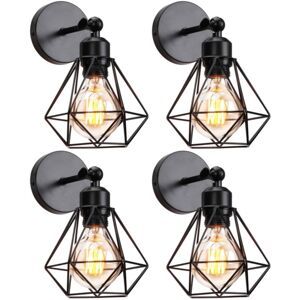 WOTTES 4-pack Industrial Wall Light Adjustable Wall Lamp Vintage Indoor Wall Sconce Black Ø16CM for Bedroom Hallway WOTTES 4-pack Industrial Wall Light Adjustable Wall Lamp Vintage Indoor Wall Sconce Black Ø16CM for Bedroom Hallway