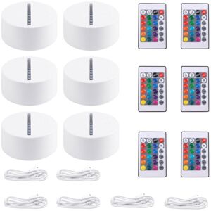 TLILY 6 Pieces 3D Night led Light Lamp Base 16 Colors Base , Decorative Light Lamp Base for Acrylic and Resin Glass (White) TLILY 6 Pieces 3D Night led Light Lamp Base 16 Colors Base , Decorative Light Lamp Base for Acrylic and Resin Glass (White)