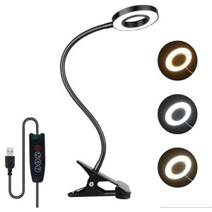 TONCHEAN 7W usb Desk Lamp, 3 Colors and 10 Adjustable Brightness, 48 led 350° Flexible, Clamp Lamp for Bed, Reading Light Book Lamp, Dimmable usb Clip Bedside TONCHEAN 7W usb Desk Lamp, 3 Colors and 10 Adjustable Brightness, 48 led 350° Flexible, Clamp Lamp for Bed, Reading Light Book Lamp, Dimmable usb Clip Bedside