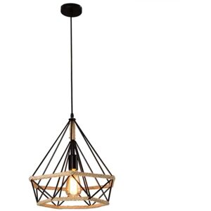 STOEX Antique Classic Pendant Lamp Hemp Rope Pendant Light Creative Pendant Light Diamond Cage Shape 25CM Chandelier for Cafe Bedroom Indoor Decoration STOEX Antique Classic Pendant Lamp Hemp Rope Pendant Light Creative Pendant Light Diamond Cage Shape 25CM Chandelier for Cafe Bedroom Indoor Decoration
