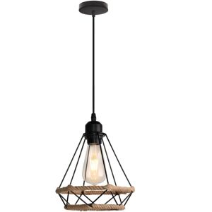 NORCKS Antique Nostalgic Pendant Light Hemp Rope Ceiling Light Creative Retro Diamond Ceiling Lamp 20CM Black For Bedroom Cafe Loft NORCKS Antique Nostalgic Pendant Light Hemp Rope Ceiling Light Creative Retro Diamond Ceiling Lamp 20CM Black For Bedroom Cafe Loft