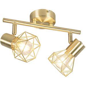 QAZQA Art Deco Spot Brass Rotatable and Tiltable 2-Light - Mosh QAZQA Art Deco Spot Brass Rotatable and Tiltable 2-Light - Mosh