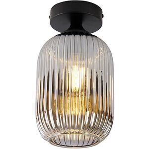 Qazqa Art Deco Black Glass Ceiling Light - Banci - Suitable for LED Qazqa Art Deco Black Glass Ceiling Light - Banci - Suitable for LED
