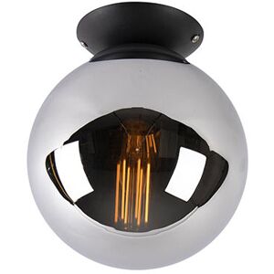 QAZQA Art Deco Ceiling Light Black with Smoke Glass - Pallon QAZQA Art Deco Ceiling Light Black with Smoke Glass - Pallon