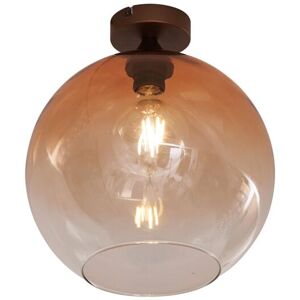 Qazqa Art Deco Dark Bronze Ceiling Light - Amber Glass - E27 Qazqa Art Deco Dark Bronze Ceiling Light - Amber Glass - E27