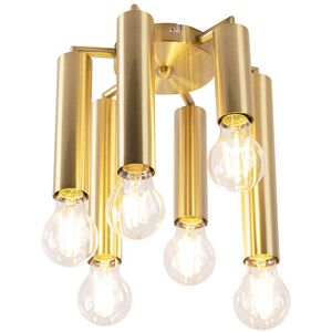 Qazqa Art Deco Ceiling Light Tubi - 6 Lights - Gold/Brass Qazqa Art Deco Ceiling Light Tubi - 6 Lights - Gold/Brass