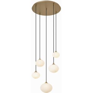 QAZQA Art Deco Pendant Lamp Gold with Opal Glass 5-Lights - Yani QAZQA Art Deco Pendant Lamp Gold with Opal Glass 5-Lights - Yani