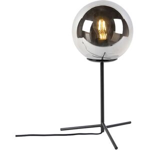 QAZQA Art Deco Table Lamp Black with Smoke Glass 45.5 cm - Pallon QAZQA Art Deco Table Lamp Black with Smoke Glass 45.5 cm - Pallon