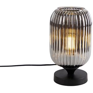 Qazqa Art Deco Table Lamp Black Glass - Round 25W Max Qazqa Art Deco Table Lamp Black Glass - Round 25W Max