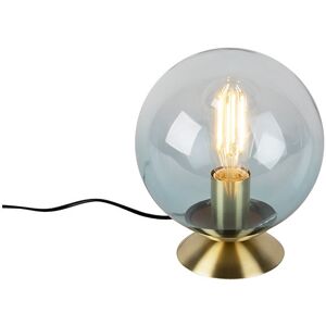 QAZQA - Art Deco Table Lamp - Blue Glass Sphere - E27 - 25W QAZQA - Art Deco Table Lamp - Blue Glass Sphere - E27 - 25W