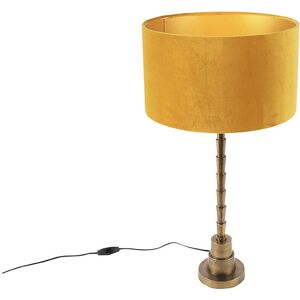 Qazqa Art Deco Table Lamp Yellow Velvet 35cm - Floor - Bronze Qazqa Art Deco Table Lamp Yellow Velvet 35cm - Floor - Bronze