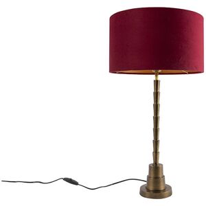 Qazqa Art Deco Table Lamp Red/Gold - 66cm Qazqa Art Deco Table Lamp Red/Gold - 66cm