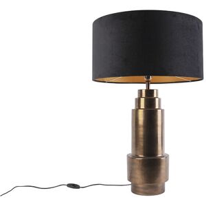 Qazqa Art Deco Bronze Table Lamp Velvet Shade - Table Lamp Qazqa Art Deco Bronze Table Lamp Velvet Shade - Table Lamp
