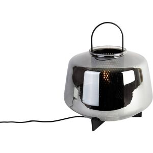 QAZQA Art Deco Table Lamp Black with Smoke Glass 30 cm - Kevin QAZQA Art Deco Table Lamp Black with Smoke Glass 30 cm - Kevin