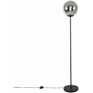 Qazqa Art Deco Floor Lamp Black Smoky Glass - Suitable for LED Qazqa Art Deco Floor Lamp Black Smoky Glass - Suitable for LED