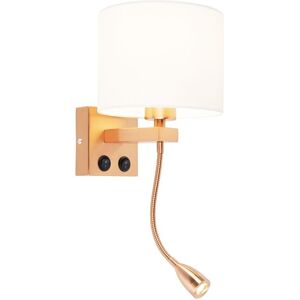 QAZQA Brescia Wall Light White/Copper - Modern - Adjustable Reading Lamp QAZQA Brescia Wall Light White/Copper - Modern - Adjustable Reading Lamp