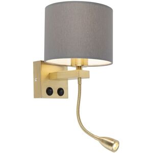 QAZQA Art Deco Wall Light Gold with Grey Shade - Brescia QAZQA Art Deco Wall Light Gold with Grey Shade - Brescia