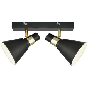 Biagio - Industrial And Retro Wall Lamp Black Matt, Gold 2 Light with Black Matt, White Shade, E14 - Italux Biagio - Industrial And Retro Wall Lamp Black Matt, Gold 2 Light with Black Matt, White Shade, E14 - Italux