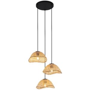 QAZQA Bohemian Pendant Lamp Black with Bamboo 3-Light - Lily QAZQA Bohemian Pendant Lamp Black with Bamboo 3-Light - Lily