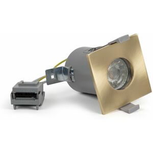 Brushed Brass GU10 Square Fire Rated Downlight - IP65 - SE Home Brushed Brass GU10 Square Fire Rated Downlight - IP65 - SE Home