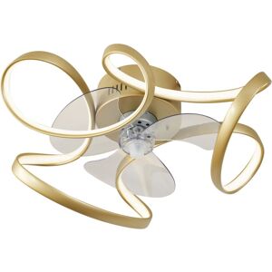 QAZQA Ceiling Fan Brass 55cm incl. LED Dimmable with Remote Control - Mandy QAZQA Ceiling Fan Brass 55cm incl. LED Dimmable with Remote Control - Mandy